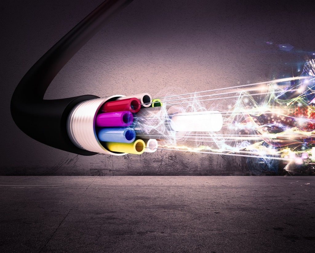 Image of an optical fiber with lights
